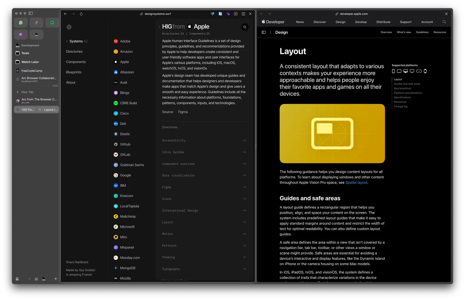 A screenshot of the split view of tabs